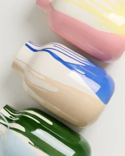 Nuno Vase L drip sand blau