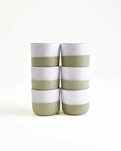 Seda Becher klein salbeigrün weiß 6er-Set