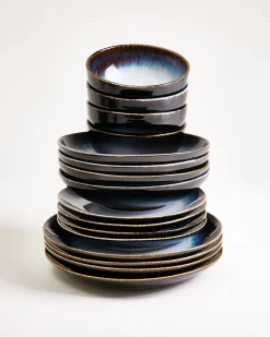 Alcachofra Geschirr-Set schwarzblau 16-teilig