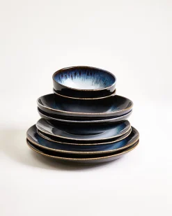 Alcachofra Geschirr-Set schwarzblau 8-teilig
