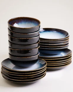 Alcachofra Geschirr-Set schwarzblau 24-teilig
