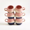 Bica Espressotasse rosa sand dunkelblau 6er-Set