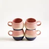 Bica Espressotasse rosa sand dunkelblau 4er-Set