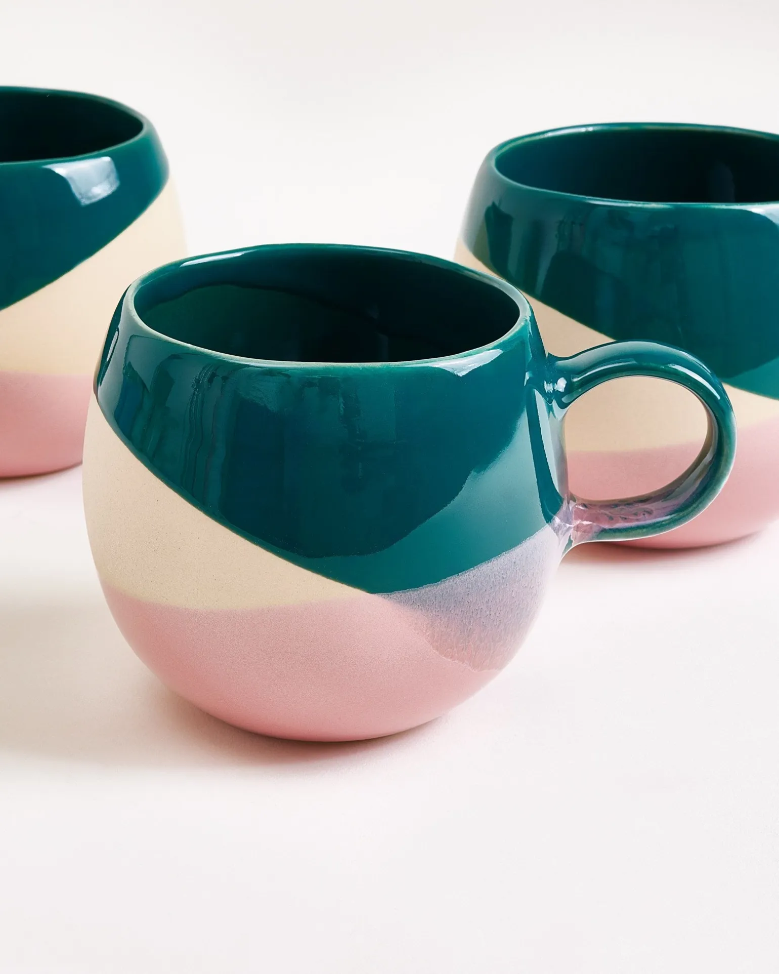 Bica Tasse groß dunkelgrün sand rosa