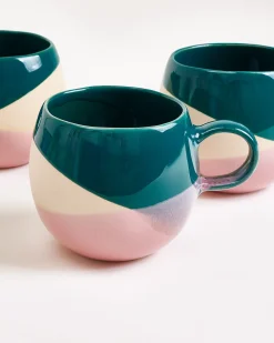 Bica Tasse groß dunkelgrün sand rosa 4er-Set