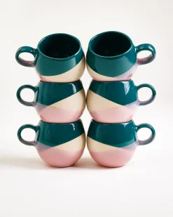 Bica Tasse klein dunkelgrün sand rosa 6er-Set