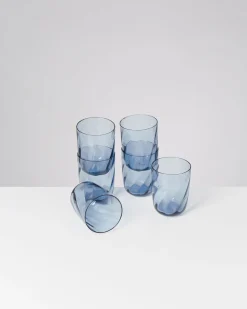 Calma Glas groß swirl blau 6er-Set