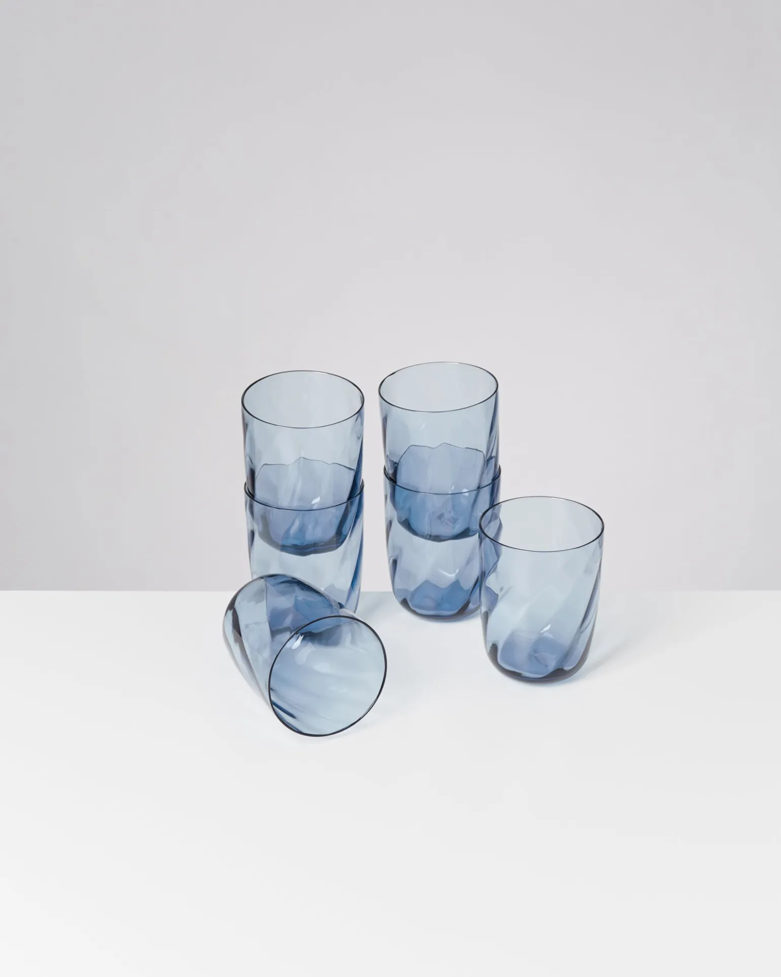 Calma Glas groß swirl blau 6er-Set