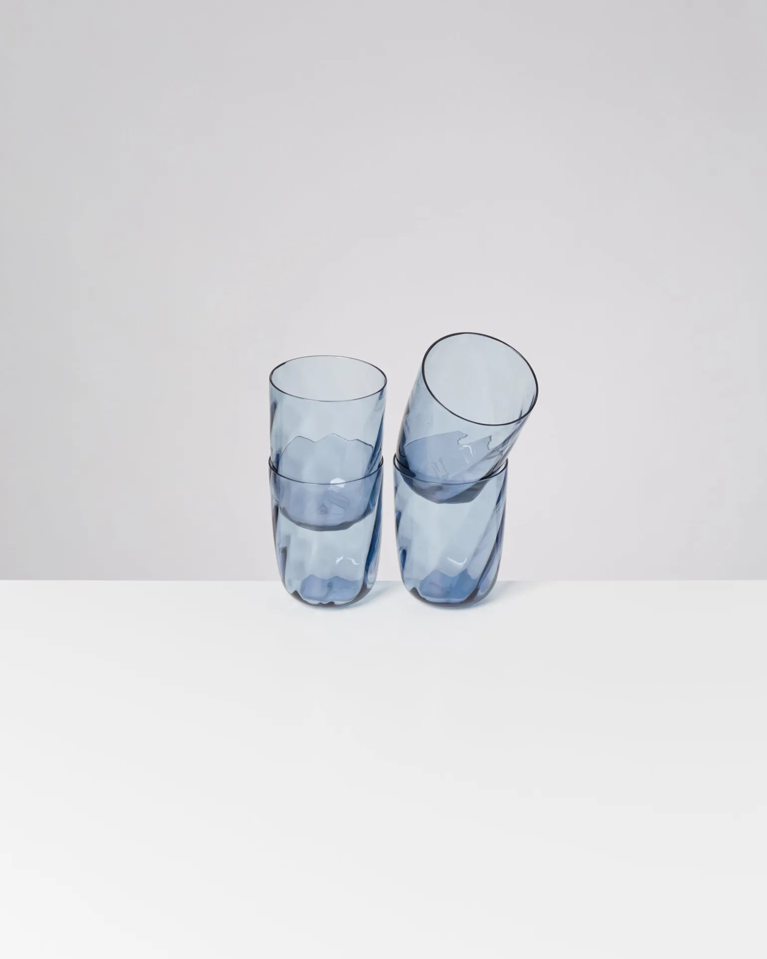 Calma Glas groß swirl blau 4er-Set