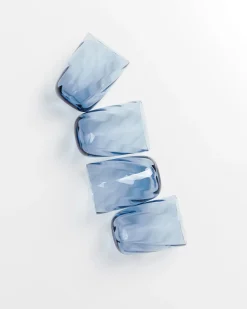 Calma Glas groß swirl blau 4er-Set