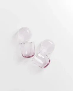 Calma Glas klein swirl lila 4er-Set