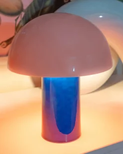 Cogumelo Keramiklampe rosa blau
