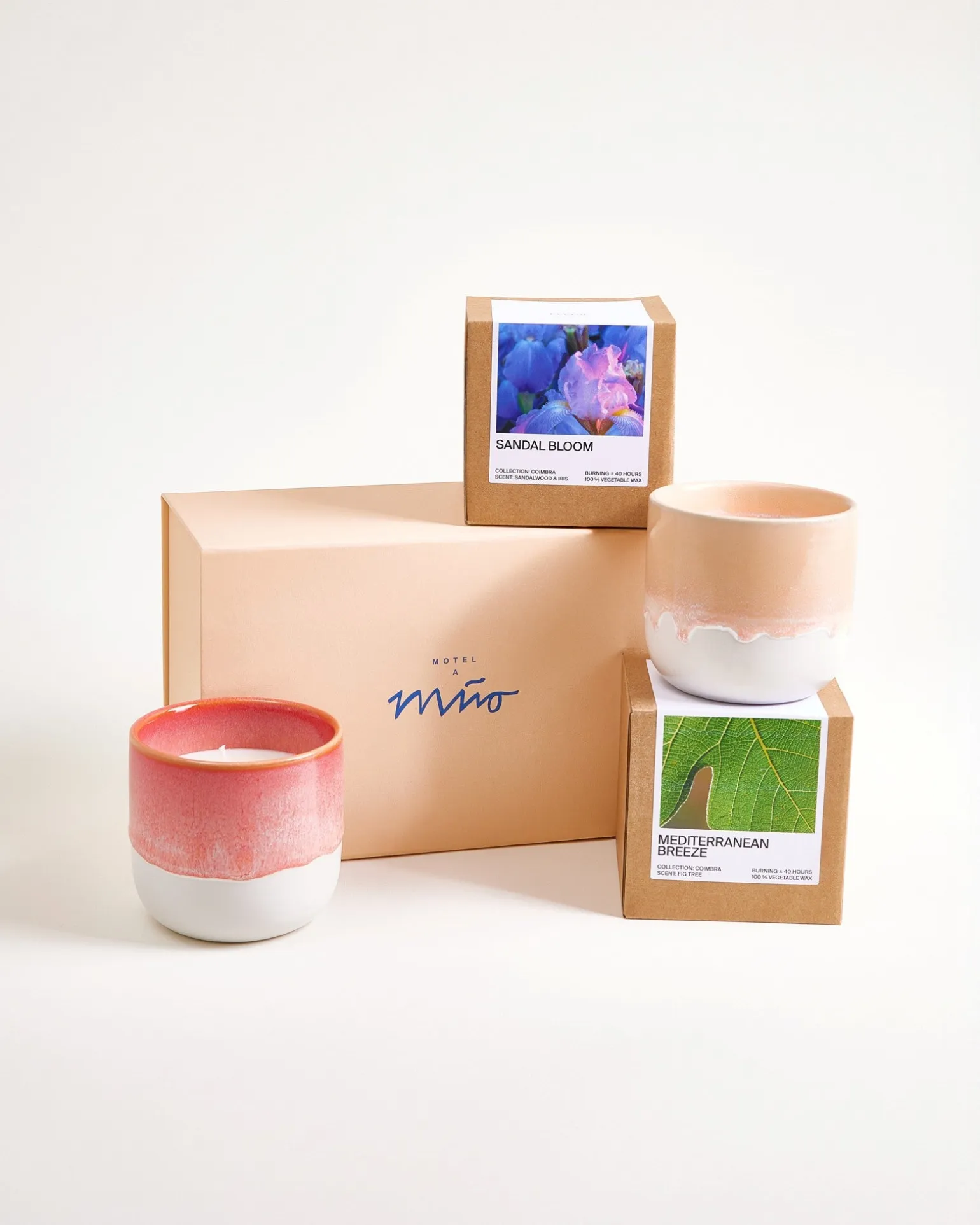 Coimbra Geschenk-Set Duftkerze apricot pink 3-teilig