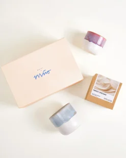 Coimbra Geschenk-Set lila graublau 3-teilig
