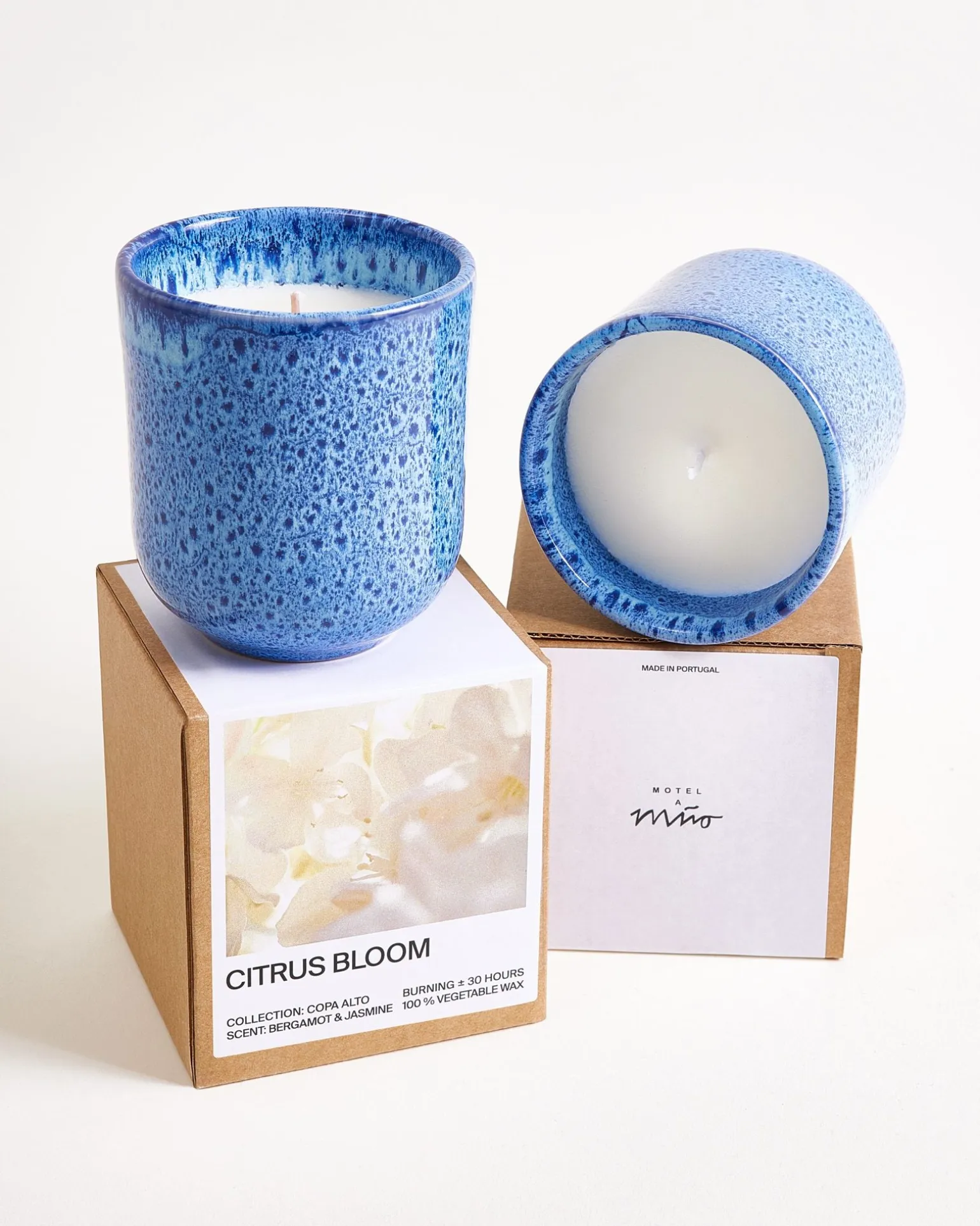 Copa Alto Duftkerze Citrus Bloom gesprenkelt dunkelblau