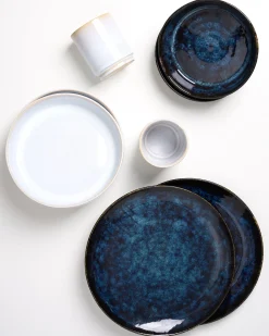 Cordoama Geschirr-Set Mediterranean Vibes dunkelblau weiß 8-teilig