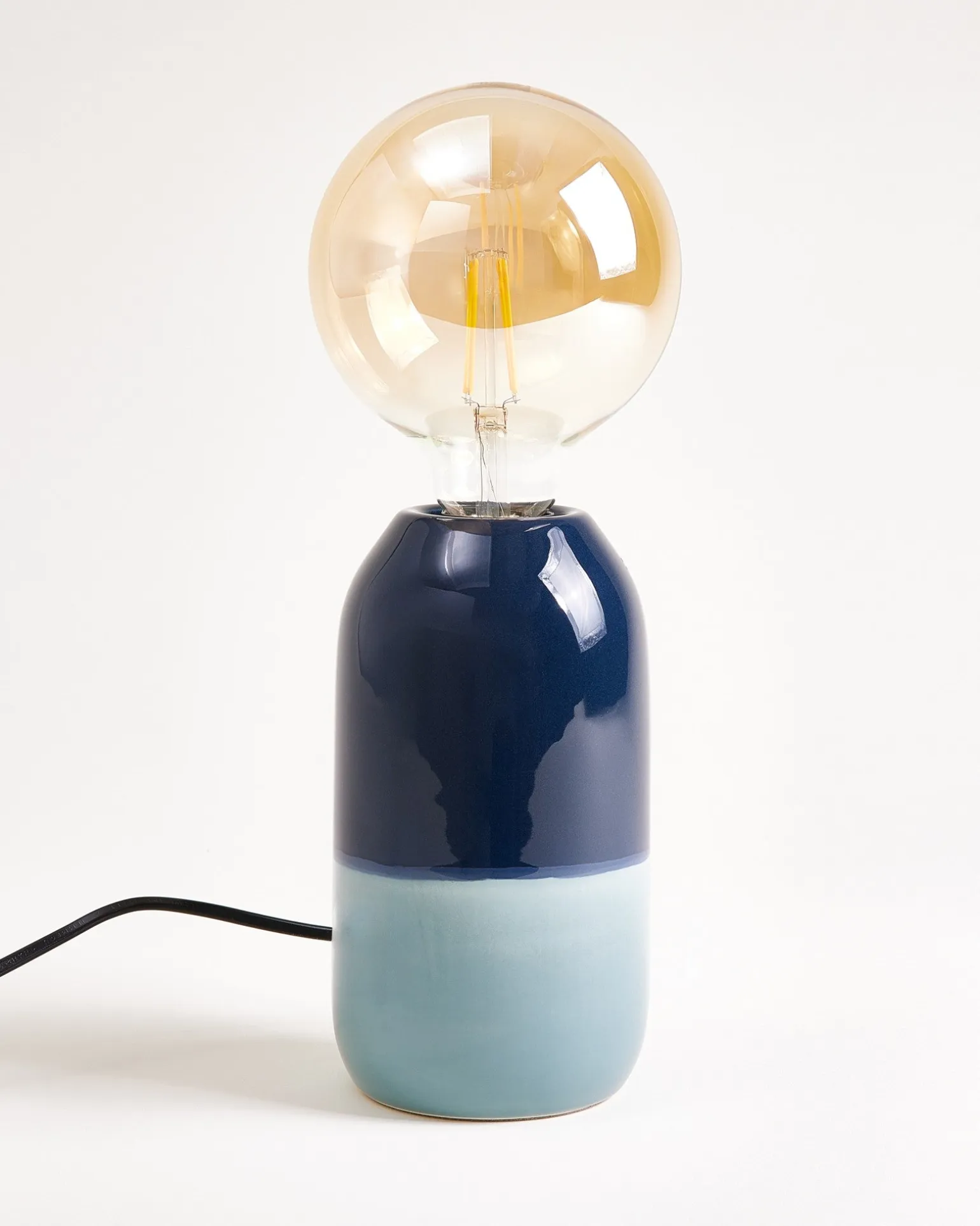 Farol Keramiklampe dunkelblau graublau