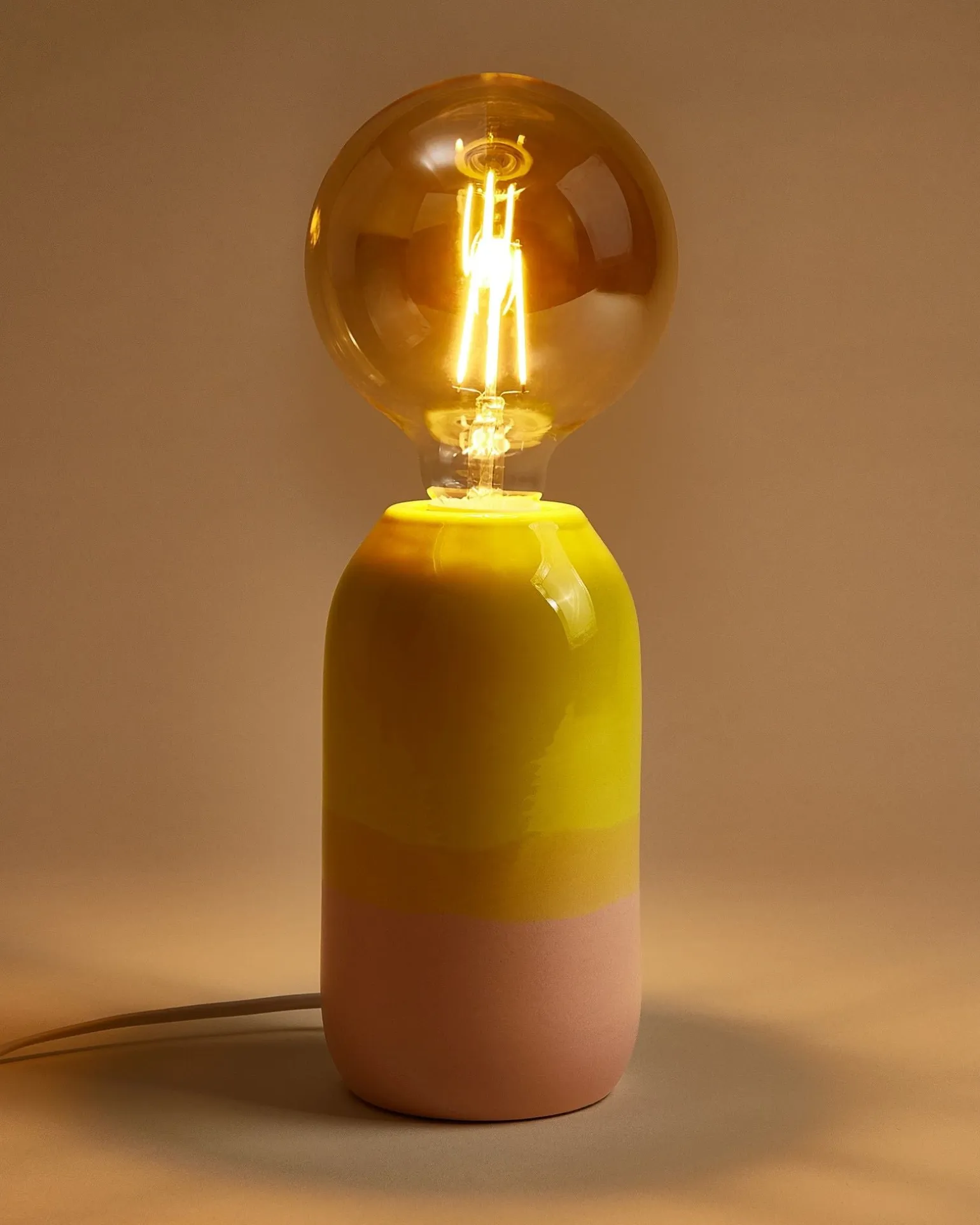 Farol Keramiklampe gelb rosé