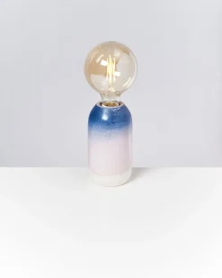 Farol Keramiklampe gesprenkelt blau rosa