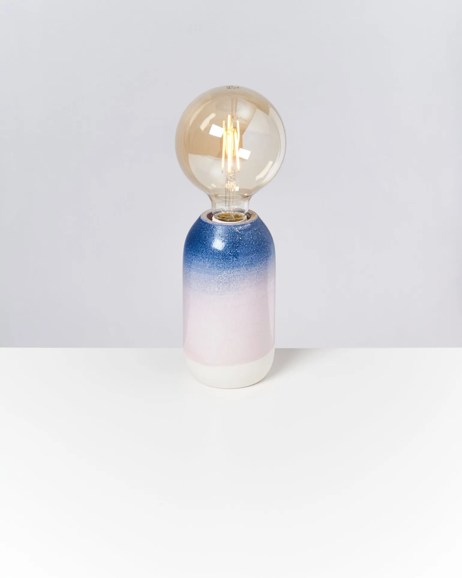 Farol Keramiklampe gesprenkelt blau rosa