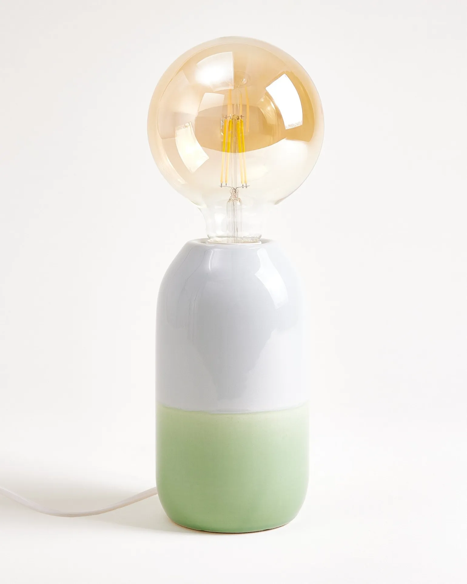 Farol Keramiklampe hellblau salbei