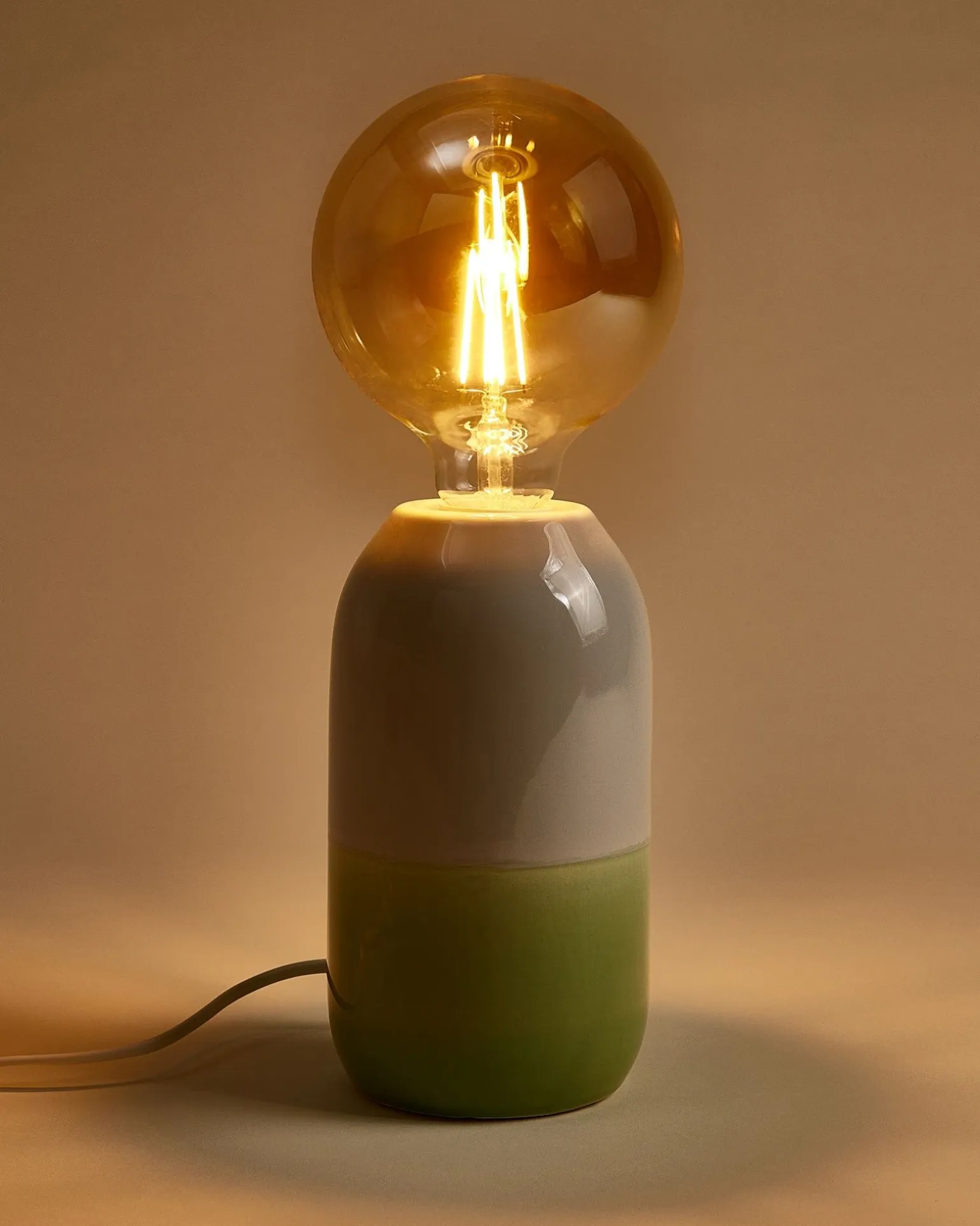 Farol Keramiklampe hellblau salbei