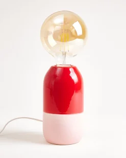 Farol Keramiklampe rot rosé