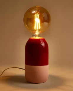 Farol Keramiklampe rot rosé