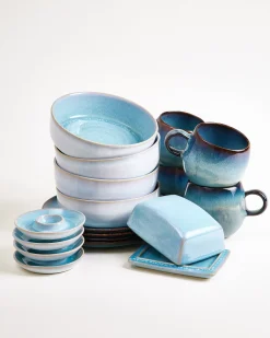 Geschirr-Set Blue Horizon aqua grünblau 17-teilig