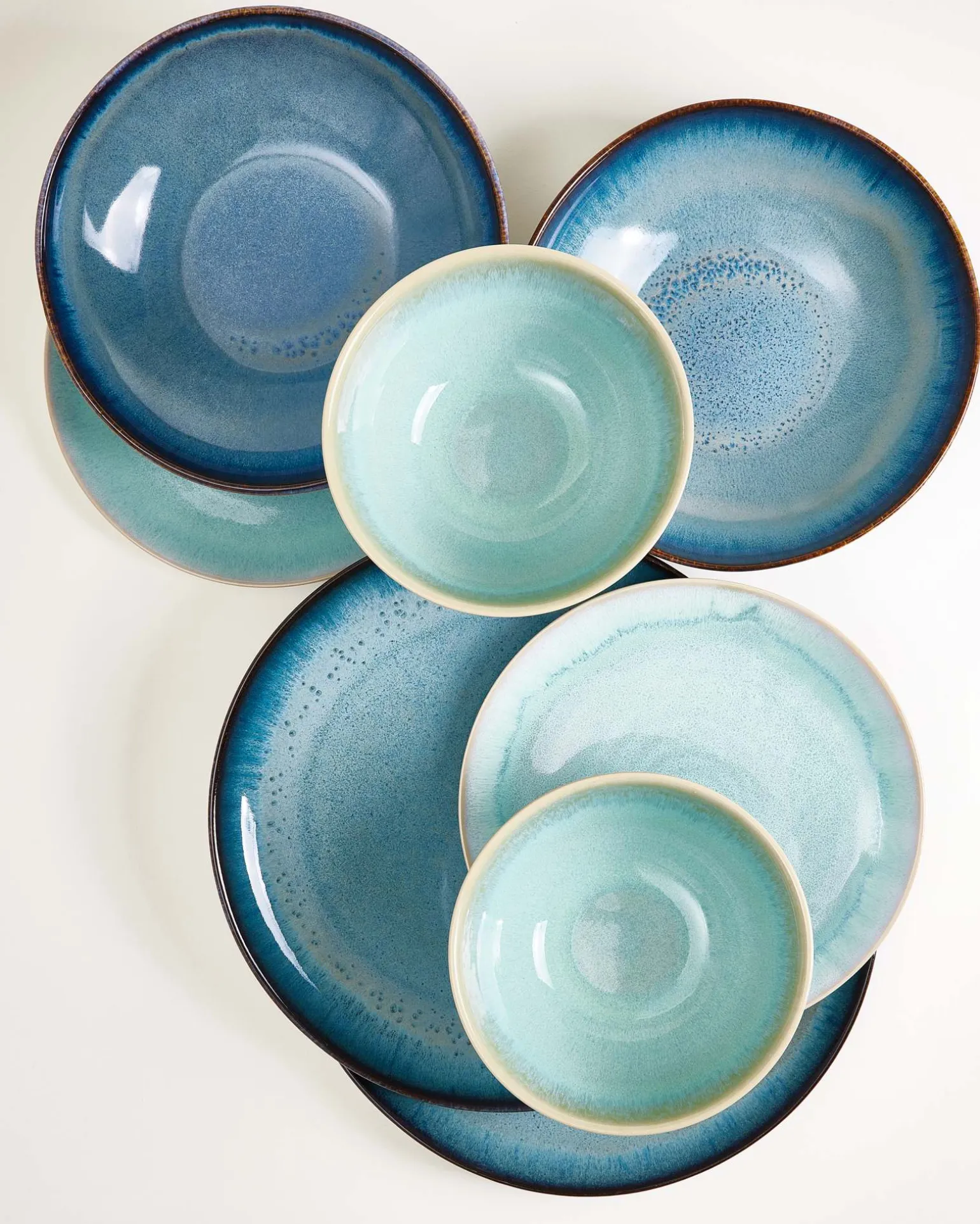 Geschirr-Set Ocean Vibes grünblau mint 16-teilig