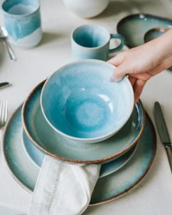 Geschirr-Set Soft Tide aqua grünblau 8-teilig