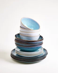 Geschirr-Set Soft Tide aqua grünblau 16-teilig
