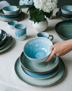 Geschirr-Set Soft Tide aqua grünblau 16-teilig