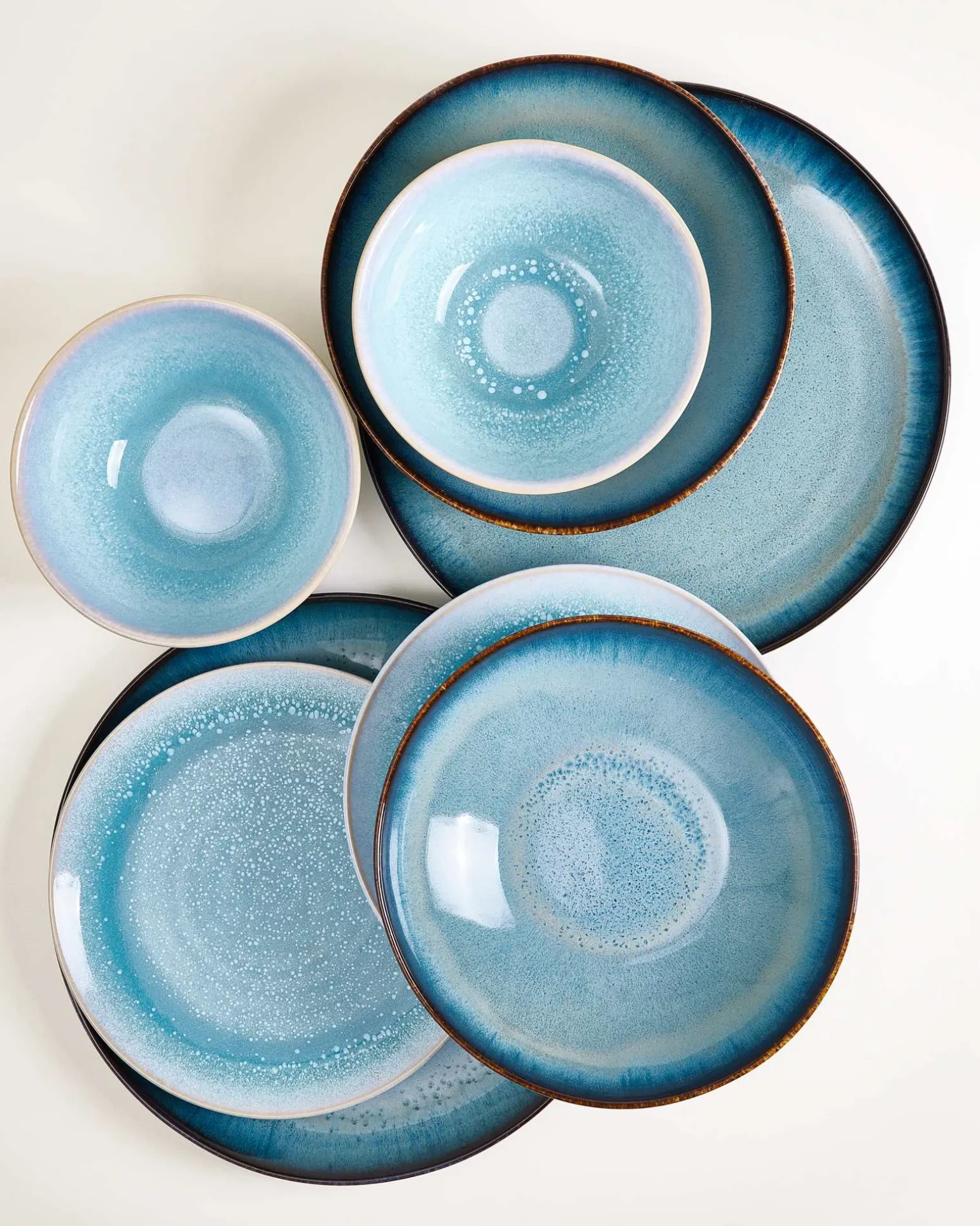 Geschirr-Set Soft Tide aqua grünblau 16-teilig