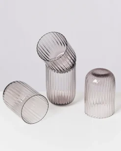 Joia Glas klein riffled grau 4er-Set