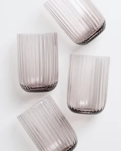 Joia Glas klein riffled grau 4er-Set