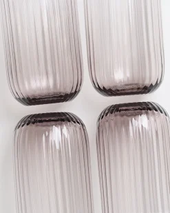 Joia Glas klein riffled grau 4er-Set