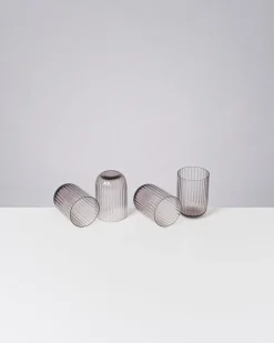 Joia Glas klein riffled grau 4er-Set