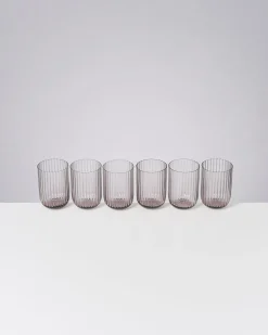 Joia Glas klein riffled grau 6er-Set