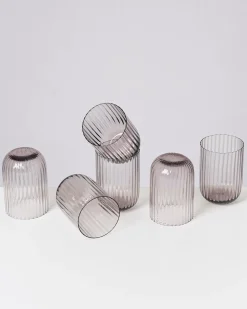 Joia Glas klein riffled grau 6er-Set