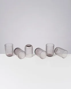 Joia Glas klein riffled grau 6er-Set
