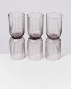 Joia Glas klein riffled grau 6er-Set