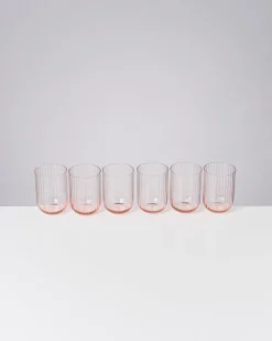 Joia Glas klein riffled rosé 6er-Set
