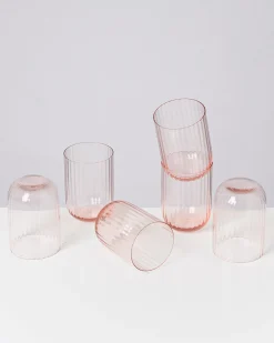Joia Glas klein riffled rosé 6er-Set