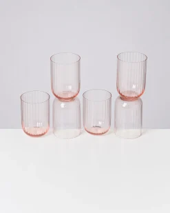 Joia Glas klein riffled rosé 6er-Set