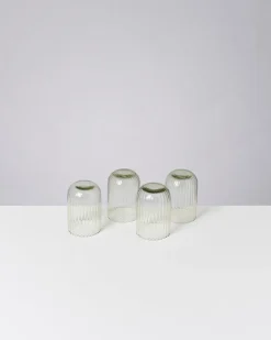Joia Glas klein riffled smaragd 4er-Set
