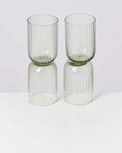 Joia Glas klein riffled smaragd 4er-Set