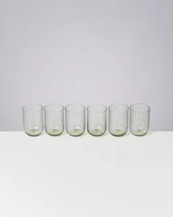 Joia Glas klein riffled smaragd 6er-Set