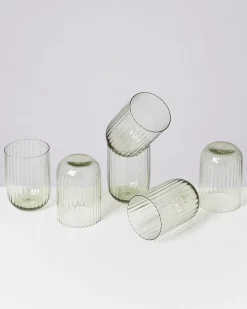 Joia Glas klein riffled smaragd 6er-Set