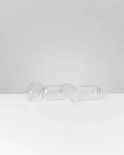 Joia Glas klein riffled transparent 4er-Set